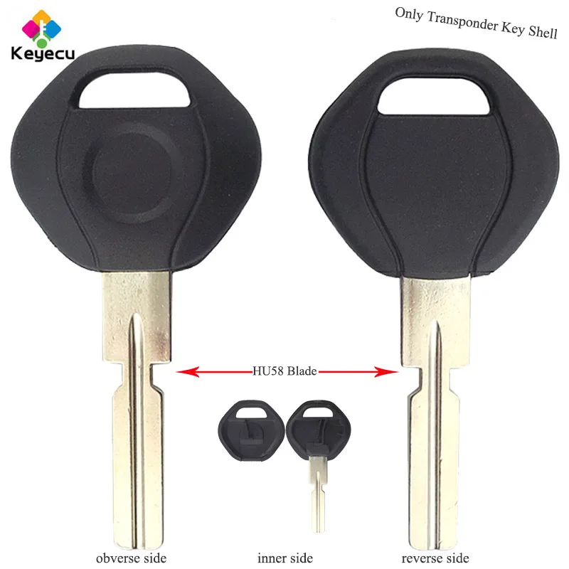 

KEYECU Replacement Transponder Ignition Car Key Shell-Uncut Blank HU58 Blade- for BMW 3 5 7 8 Series Z3 Z8 M5 X5 -Only Key Shell