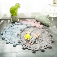 Cilected акриловый круглый вязаный ковер с кисточками для детской игры одеяло с кружевной отделкой на полу спальня молитвенная сетка украшение дома