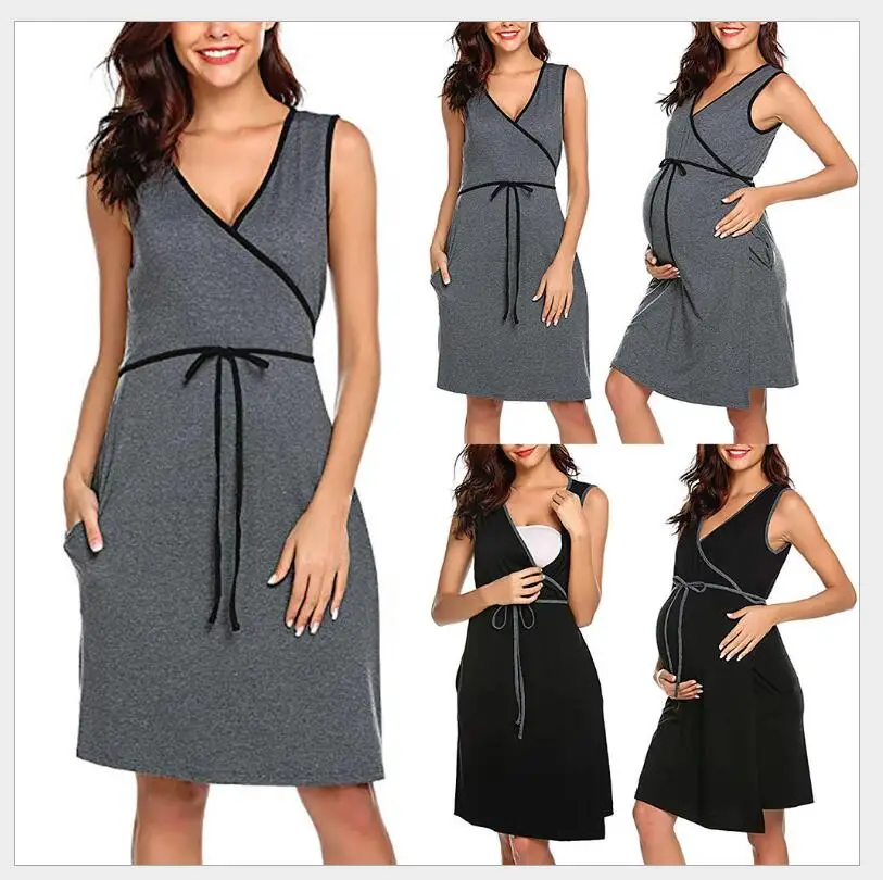 

3 in 1 Nursing Dress Maternity Labor Delivery Gown Hospital Breastfeeding Nightgown maternity hospital Dress camison lactancia