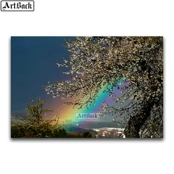 

5d diy diamond painting rainbow tree full square drill diamond embroidery animal 3D mosaic artwork living room decor