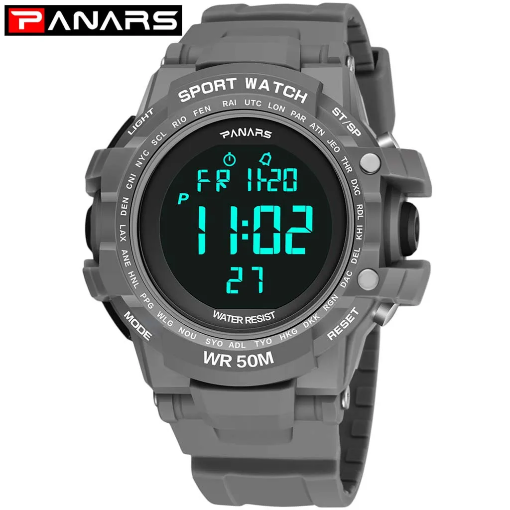 Мужские спортивные часы цифровые светящиеся водонепроницаемые светодиодные