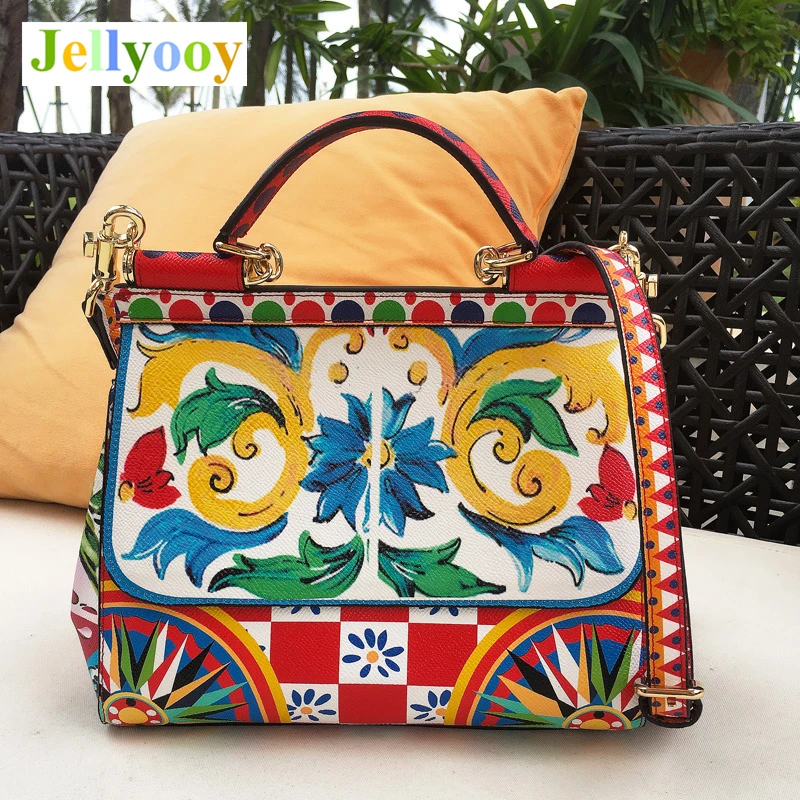 

Italian Romantic Baroque Style Female Bag Famous Designer Shoudler Bag Handbag Luxury Brand Totes Print Crossbody Bags for Women