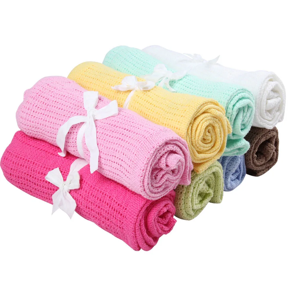 100/% Cotton Baby Cellular Blanket Pram Cot Moses Blanket White Cream