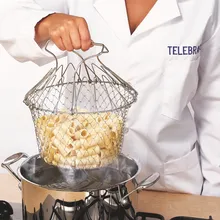 1pcs Foldable Steam Rinse Strain French Fry Chef Basket Magic Folding Basket Mesh Basket Strainer Net Kitchen Cooking Tools New
