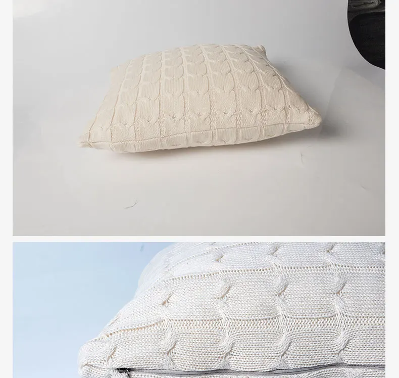 45x45 см винтажный Чехол для подушки, однотонный вязаный квадратный бежевый чехол для подушки для автомобиля, дивана, дома, Рождественская поставка