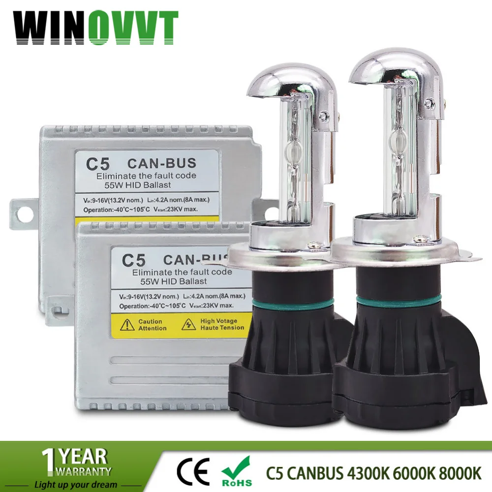 

H4 xenon high low lamp kit 55W CANBUS HID bixenon kit H4-3 HI LO XENON KIT 4300k 6000k 8000k, hid