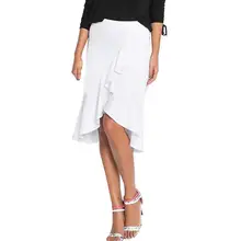 Женская сексуальная высокая низкая юбка летняя Стильная однотонная плиссированная мини-юбка до колена с разрезом короткие юбки вечерние миди Saias