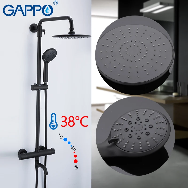 GAPPO Sanitary Ware Suite brass bathroom rainfall shower sets mixer faucet thermostatic mixer tap waterfall bath tub faucets GAPPO Sanitary Ware Suite brass bathroom rainfall shower sets mixer faucet thermostatic mixer tap waterfall bath tub faucets