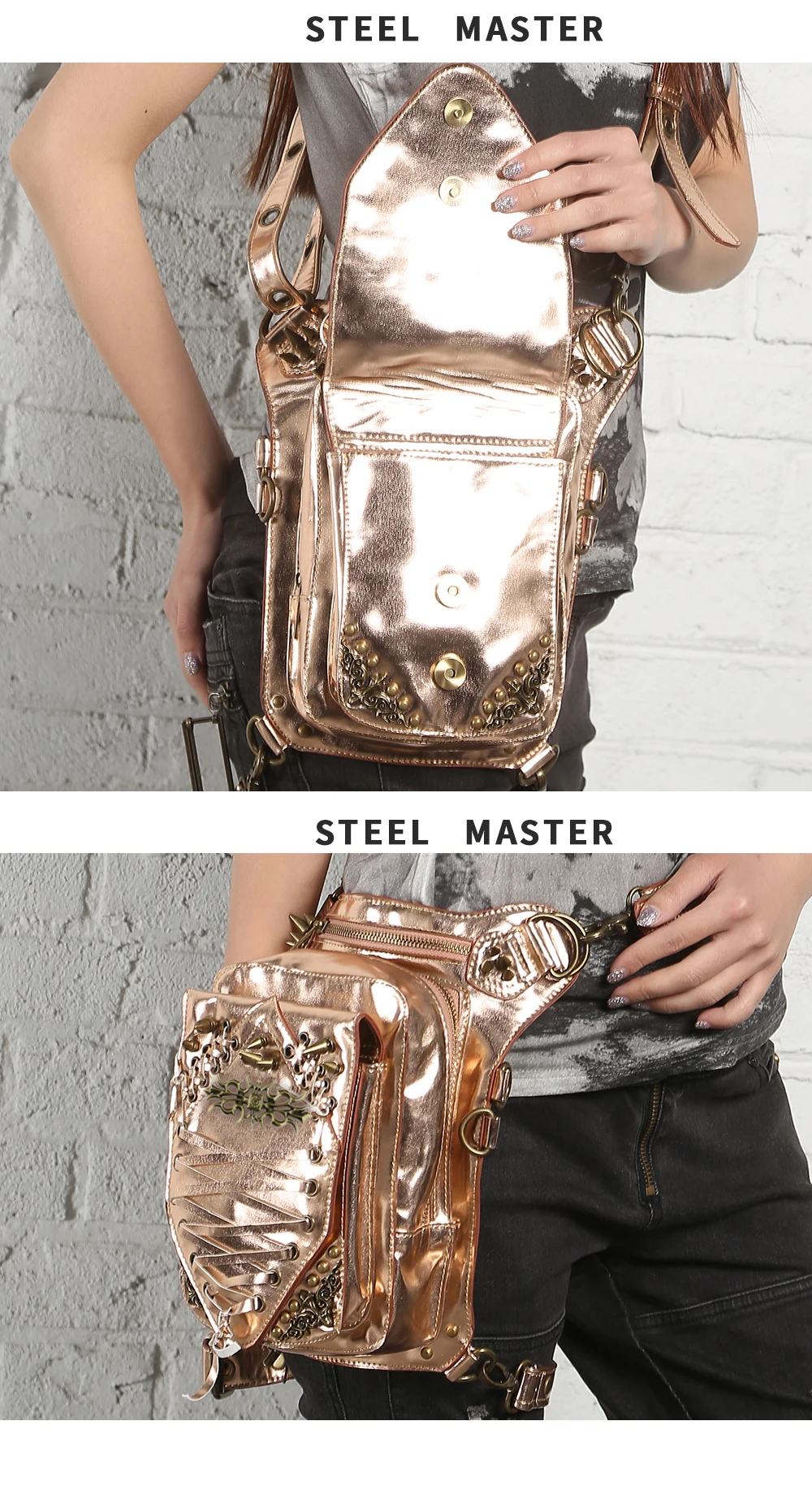 Steel Master стимпанк Дамская поясная сумка в стиле панк модная повседневная поясная сумка через плечо сумка-Кобура кошельки