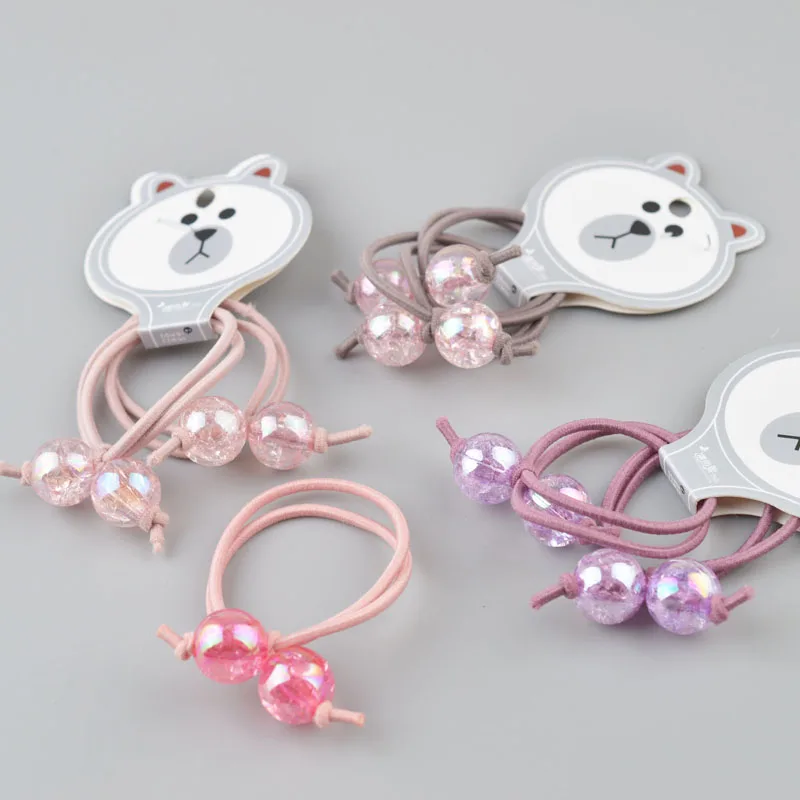 

1 Pair Beads toddlers elastic Headband Bowknot hairband kids hair Accessories Elastic hair Rope A52