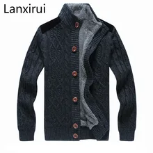 Мужской флисовый кардиган, свитера, Повседневный свитер Strickjacke, мужской теплый толстый свитер с воротником-стойкой, 3xl
