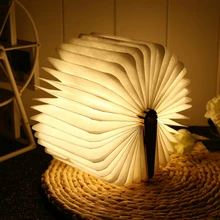 Портативный USB Перезаряжаемый теплый белый светодиодный деревянный складной светильник в форме книги, лампы для домашнего декора, подарки, Ночной светильник, Прямая поставка