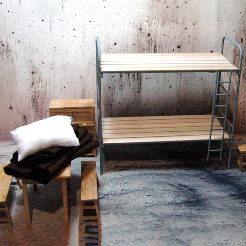 1/6 Scale Military Accessories Toy Model WWII German Metal & Wooden Bunk Bed Set Fit 12 Inch Hottoys action figure Scene Props