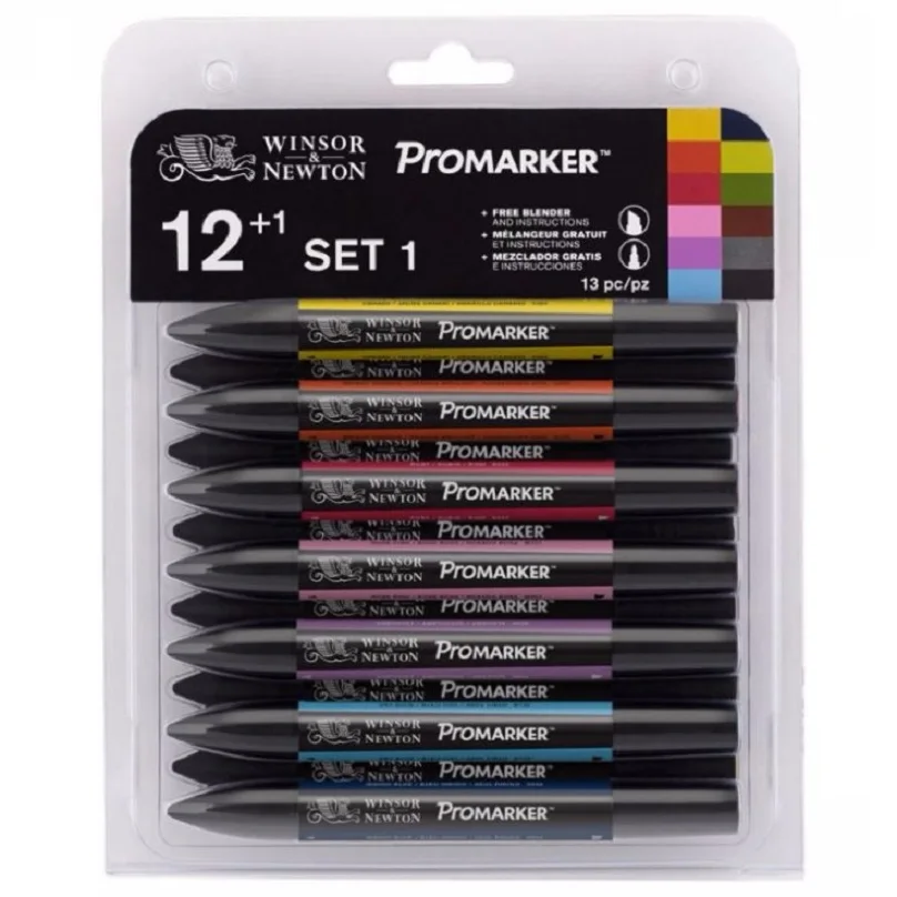 

WINSOR&NEWTON 12 colors Alcohol base ink Twin tips Professional Art Marker Pen