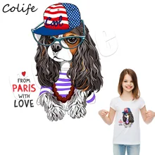 Креативная собака Pacthes для девочек Кепка наклейки с очками животные дизайн персональный аксессуар Parches аппликация с горячим нанесением