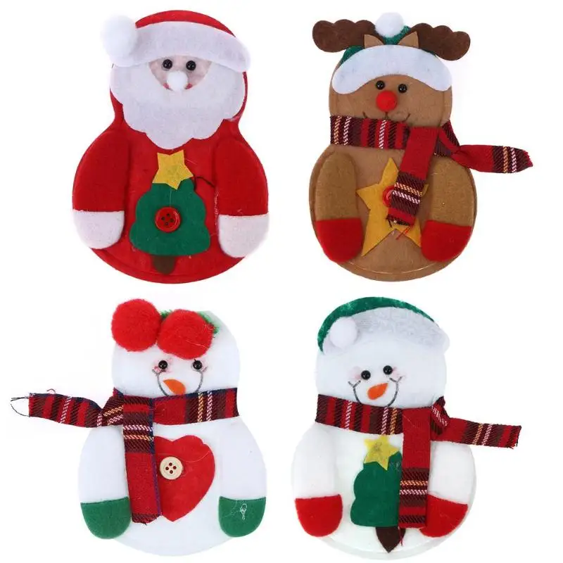 

New Xmas Santa Claus Snowman Elk Style Utensil Knives Forks Holder Cutlery Bag Pouch Christmas New Year Decor Tableware Supplies