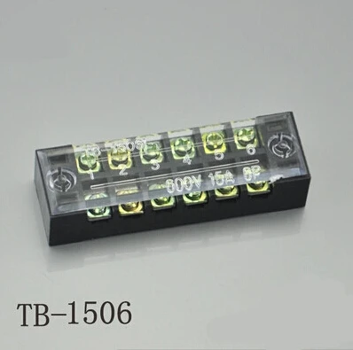 1 шт. двухрядная Клеммная колодка 600V 15A TB-1503/TB1504/TB1506/TB-1508/опционально - Цвет: TB 1506