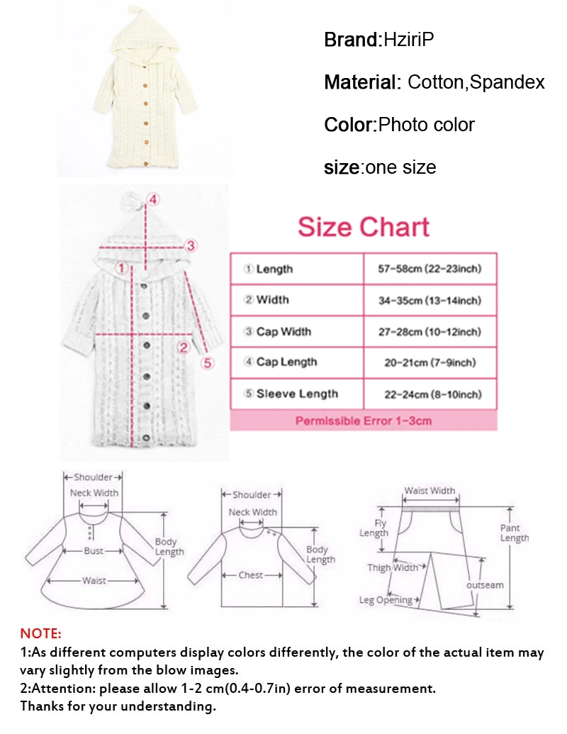 Hzirip для новорожденных спальный мешок вязаная крючком зимние с капюшоном мягкой прочной шерстяной Обёрточная бумага связанный мешок