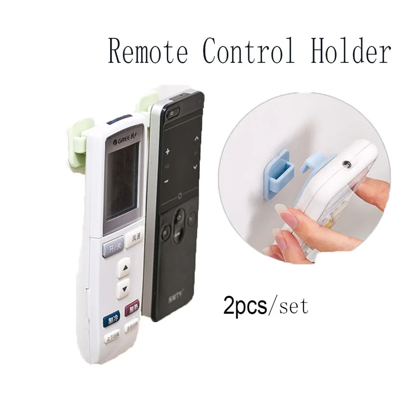 

2Pcs/set Plastic Sticky Hook Set Remote Control Holder TV Air Conditioner Key Practical Wall Storage Holder for TV Remotes