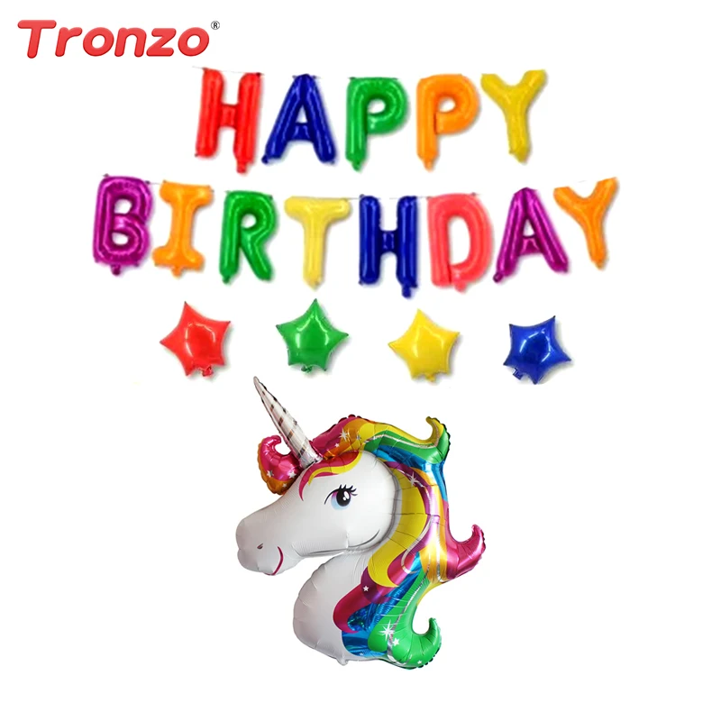 Tronzo 18 шт./компл. Единорог Фольга шар Радуга Фиолетовый Письмо Unicor вечерние