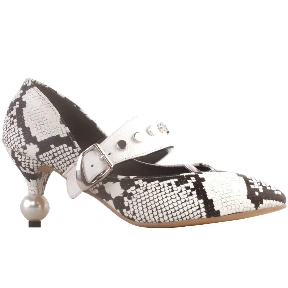 

LF60431 SHOW STORY Retro Cut-Out D-Orsay Bow Pointed Toe Exquisite Pearl Heel Dress Pump