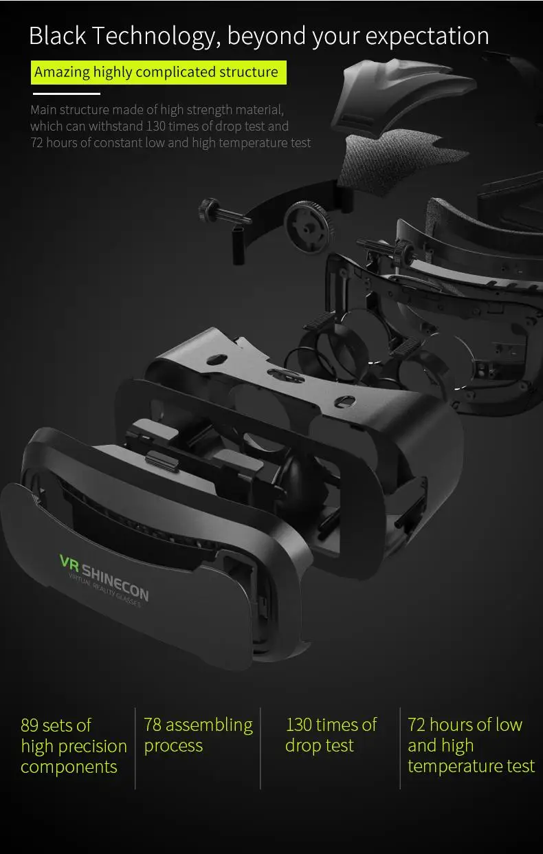VR Shinecon II 2.0 Helmet Cardboard Virtual Reality Glasses Mobile Phone 3D Video Movie for 4.7-6.0 Smartphone with Gamepad 11 (4)