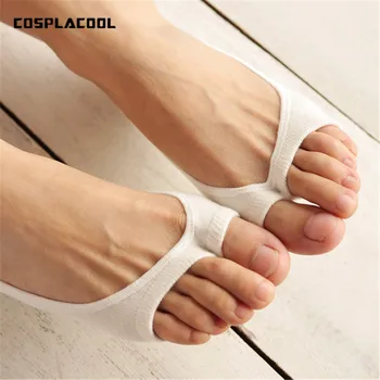 

[COSPLACOOL] Spring summer socks Non-slip silicone cotton lighter boat socks clip toe sock Fish mouth contact