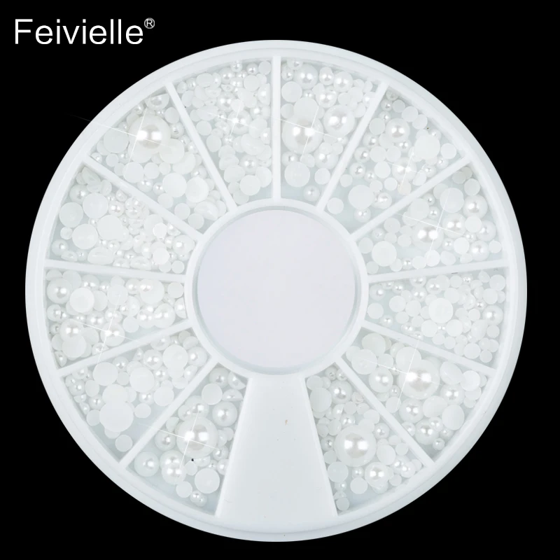 Feivielle 1 колесо смешанные 4 размера белые камни Стразы для ногтей Сделай Сам