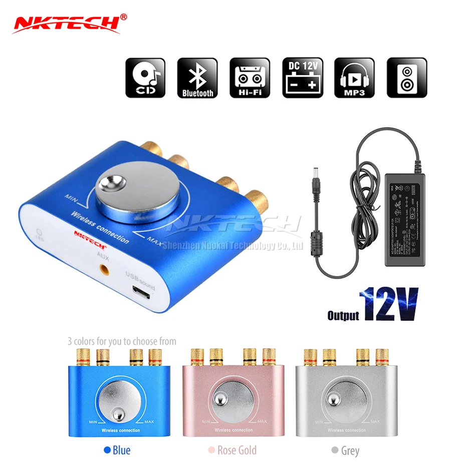 Автомобильный усилитель мощности NKTECH Bluetooth 4 2 + EDR цифровой плеер MINI 2x60 Вт Hi Fi