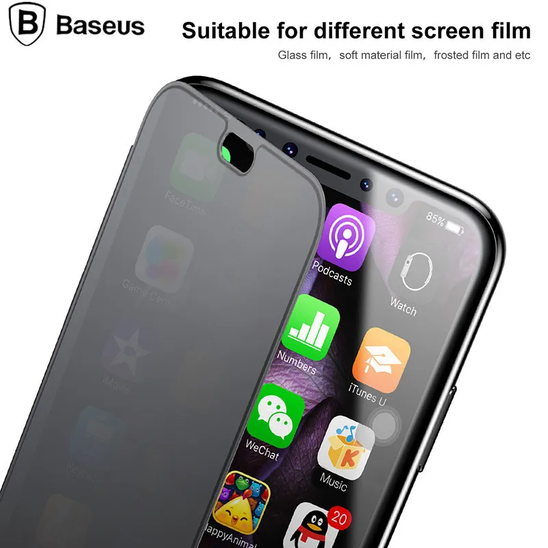 Baseus Flip Phone Case For iPhone X Touchable Tempered Glass Cover + TPU Soft Back Shell Case For iPhone X Protection Flip Case