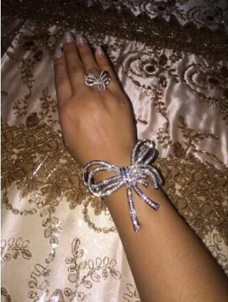 Фирменный дизайн блестящие стразы, инкрустированные цирконием браслеты «бантик», роскошный элегантный браслет, ювелирные изделия для женщин