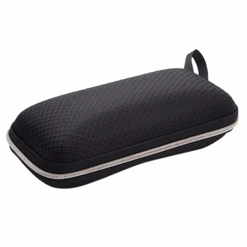 

High Quality Eye Glasses Sunglasses Hard Case Cover Bag Storage Box Portable Protector Black Rectangle Grid Zipper Glasses Case