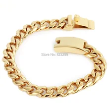 Длина 21,5 см. Ширина 12,5 мм. Тяжелый 60 г) позолоченный браслет из нержавеющей стали 24 карата для мужчин, кубинский браслет