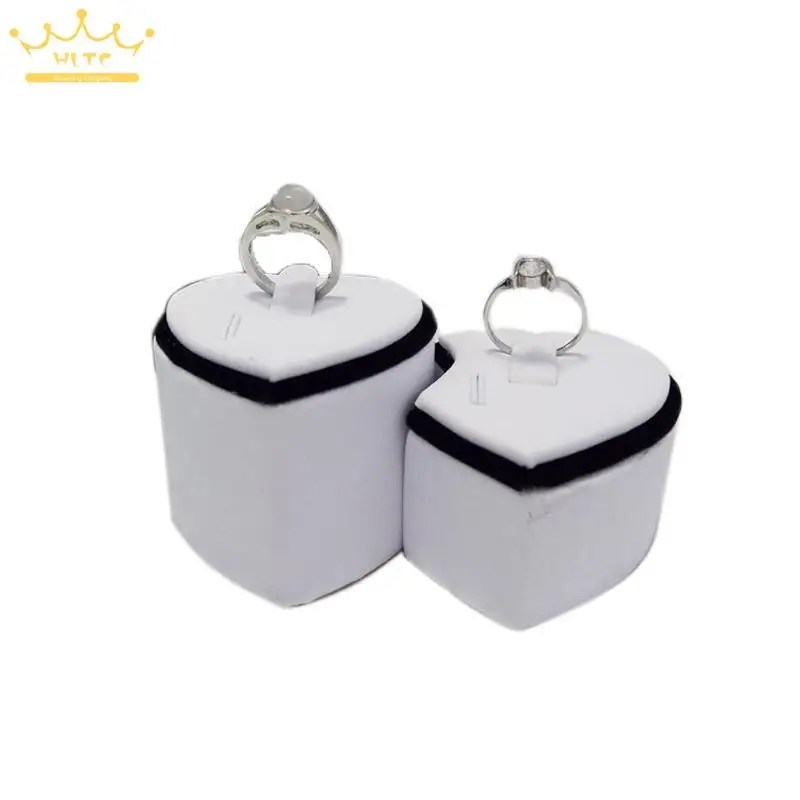 

Silver Ring Display 5 pairs/lot ring holder cat wooden cases for the rings white double loves shaped ring organizers