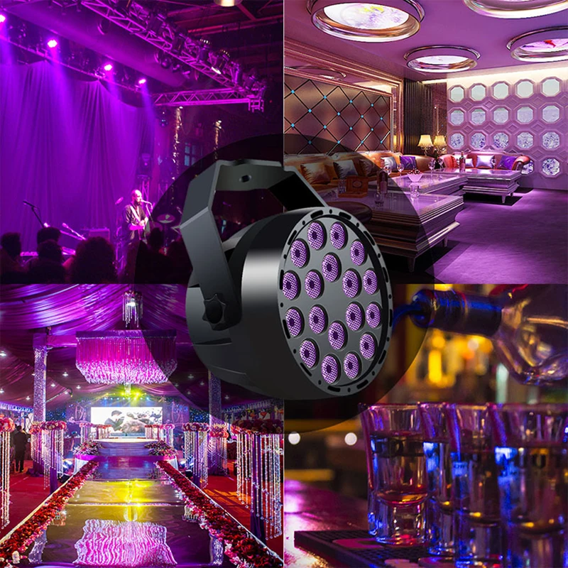 

UV 18 LED Stage Disco Light Mini Purple Disco Ball with DMX 512 Stage Lighting Effect Lights Halloween Christmas Decoration Lamp