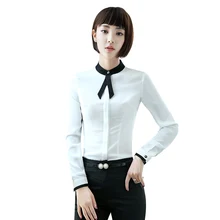 Elegant Career formal women shirt OL autumn high quality long sleeve cotton blouse office ladies plus size work wear slim tops