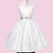 7-14 years old Europe’s children’s evening dress new summer sleeveless diamond mesh belt girls dress