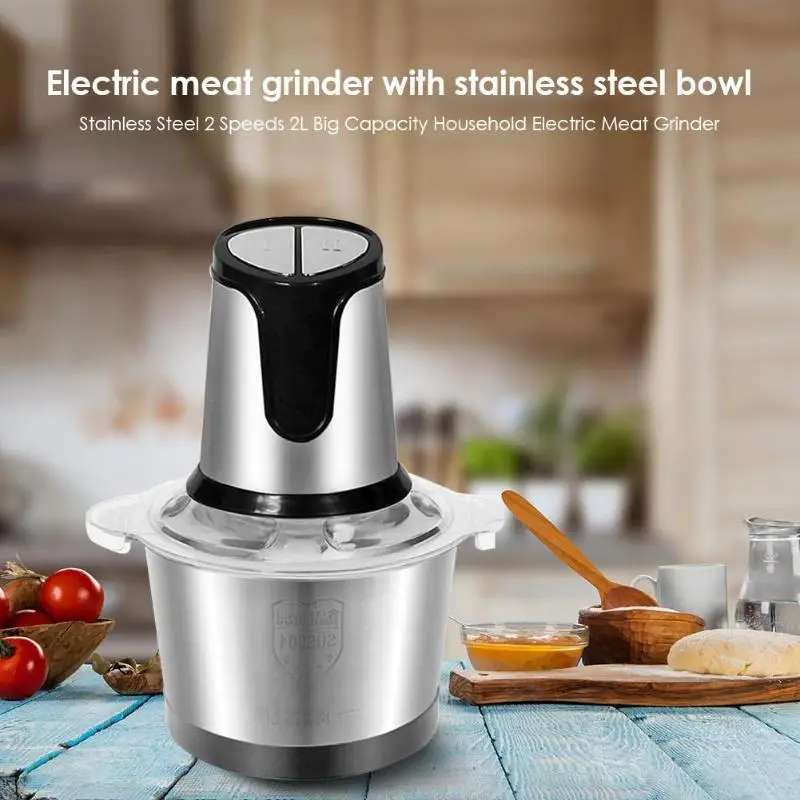 Stainless Steel 2 Speeds 2L Big Capacity Household Electric Meat Grinder big capacity Chopper Meat Grinder Household Mincer Food