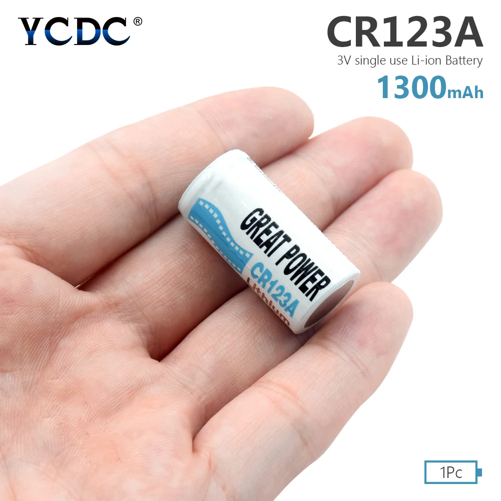 

YCDC 3V CR123A Lithium Battery 1300mAh CR123 CR17335 CR17345 Batteries For Camera battery primary lithium battery