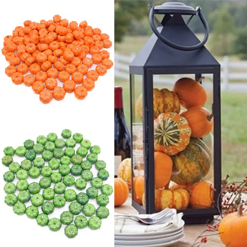 

25/50pcs Orange Green Mini Halloween Artificial Pumpkin Fake Simulation Vegetable For Wedding Birthday Party Decoration Supplies