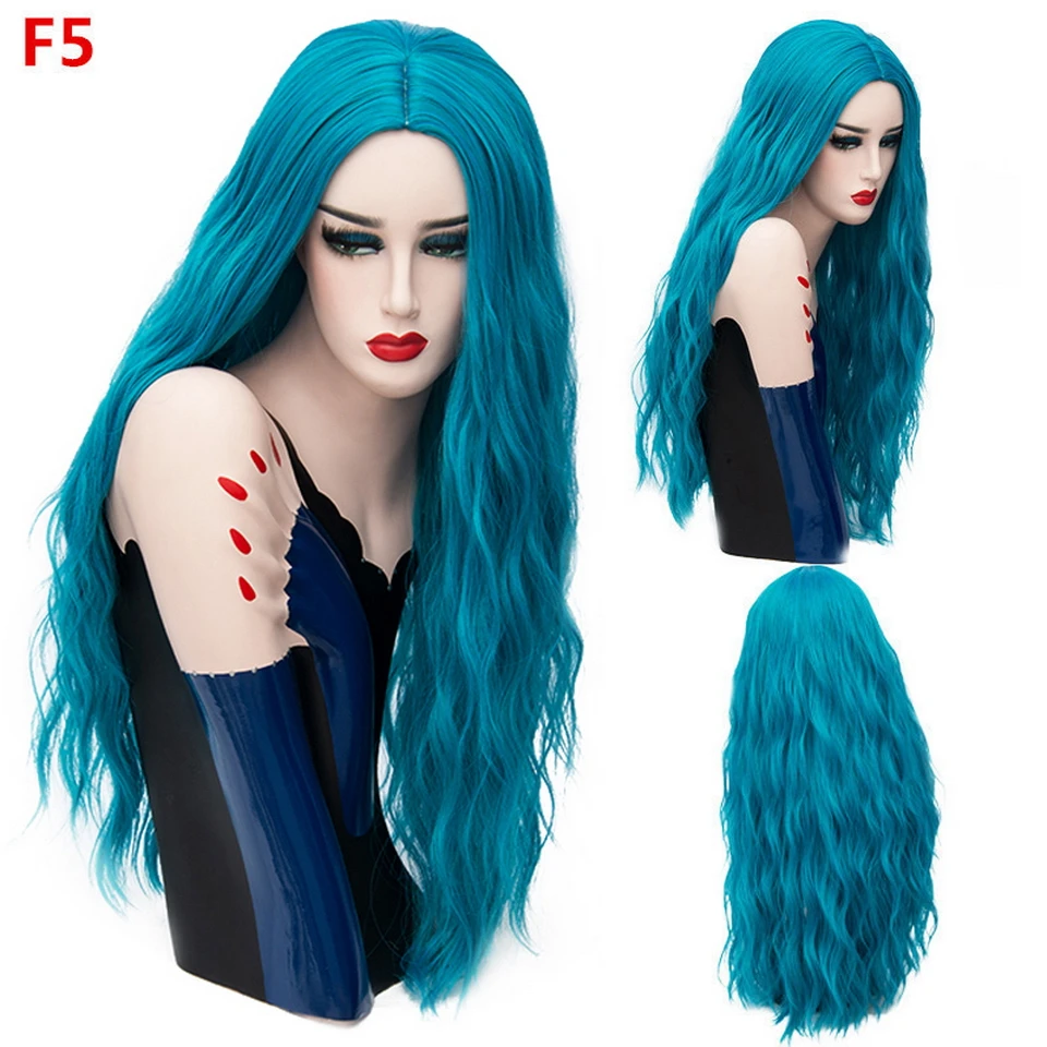 Yiyaobess 70 см длинные волнистые фиолетовый парик косплей синтетические розовые зеленые натуральные волосы парики для женщин высокотемпературное волокно 28 цветов
