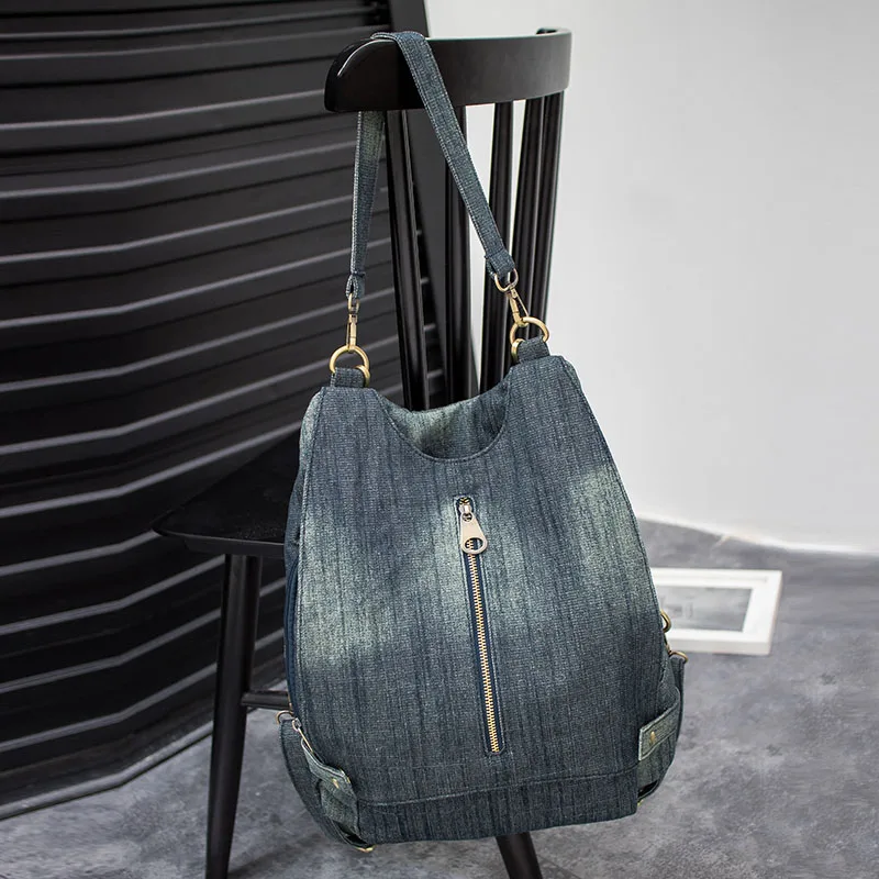 Rdywbu mujeres Vintage Denim lavado Jean Mochila chica moda multifuncional de viaje Bolsa Campus grande Mochila Bolsa B187 Rdywbu mujeres Vintage Denim lavado Jean Mochila chica moda multifuncional de viaje Bolsa Campus grande Mochila Bolsa B187