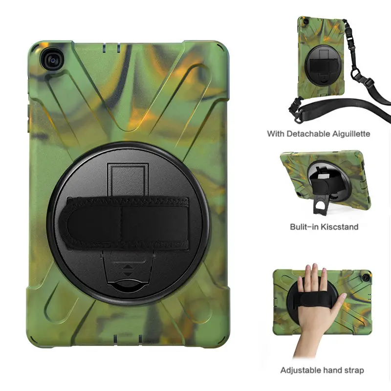 Чехол для samsung Galaxy Tab A 10,1 T510 T515 SM-T510 противоударный сверхпрочный силиконовый Жесткий чехол с ремешком на запястье - Цвет: camouflage