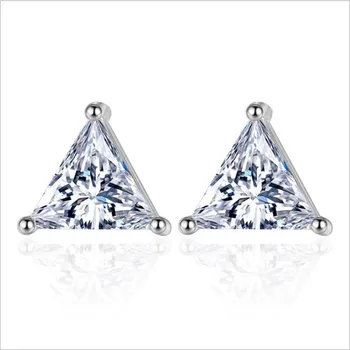 

LUKENI Top Quality Silver 925 Stud Earrings For Women Jewelry Female Fashion Crystal Triangle Stud Earrings Girl Birthday Bijou