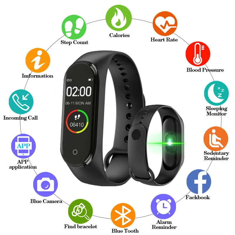 

Smart Bracelet 3 Color M4 Smartband Fitness Traker Watch Bluetooth Sport Waterproof Smart Band Pedometer Smart Watch Men Women