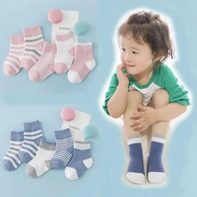 Детские носки хлопковые детские носки в полоску для мальчиков и девочек, носки для малышей