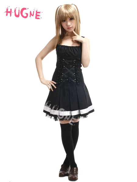 Death Note Amane Misa костюм для косплея на Хэллоуин готическое черное платье Лолиты