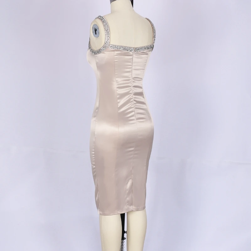 Ocstrade, сексуальное облегающее платье без рукавов для ночного клуба, обнаженное украшенное женское облегающее платье, сексуальное и Клубное вечернее платье