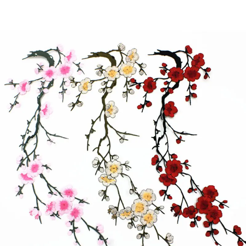 

Embroidered Plum Blossom Flower Applique Clothing Embroidery Patch Fabric Sticker Iron On Sew On Patch Craft