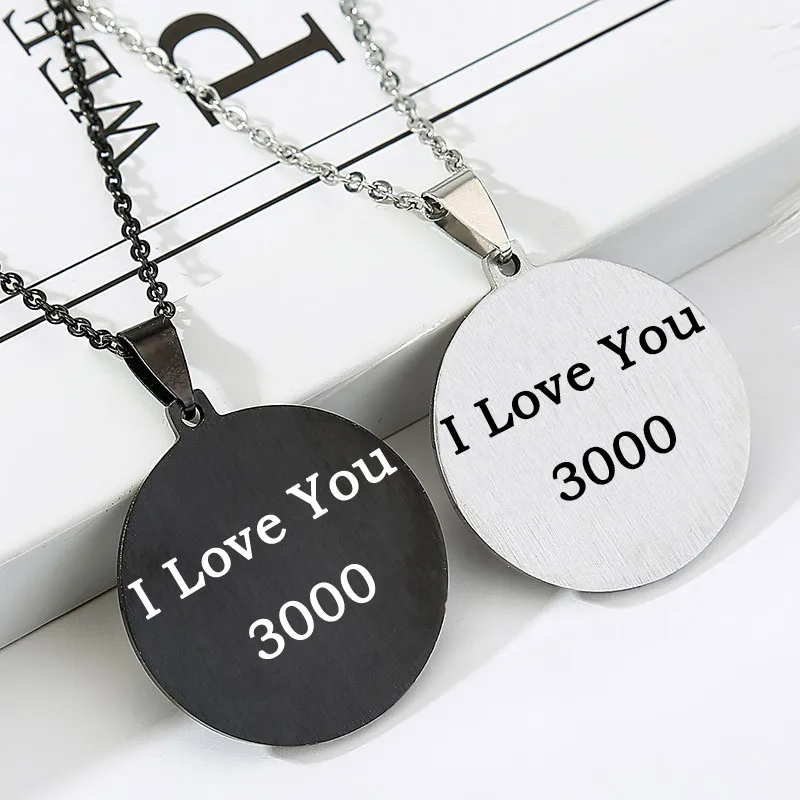 

Marvel Iron Man Statement Necklace Choker I love You 3000 Times Couple Necklaces Chain Round Silver Black Avengers Jewelry